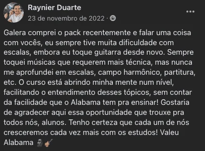 Depoimento original de aluno 06 publicado pelo Alabama